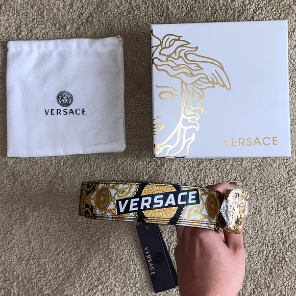 *NEW* Versace Gold Hibiscus Print Palazzo belt main image 4